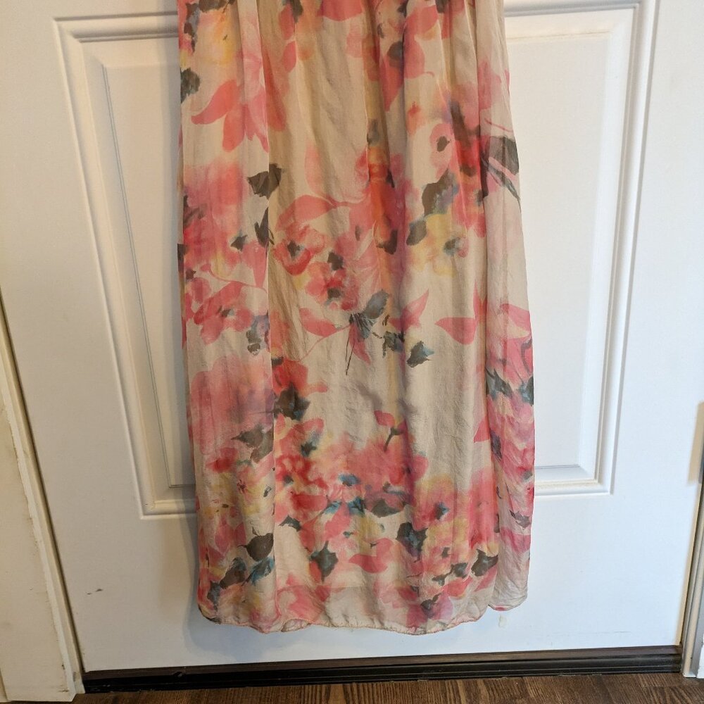 Prontomoda Giusy Watercolor Floral Floor Length Silk Maxi Dress Size Medium - Picture 2 of 11